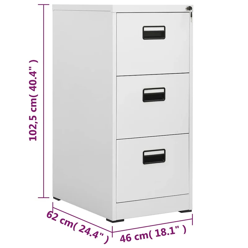 Filing Cabinet Light Grey 46x62x102,5 cm Steel