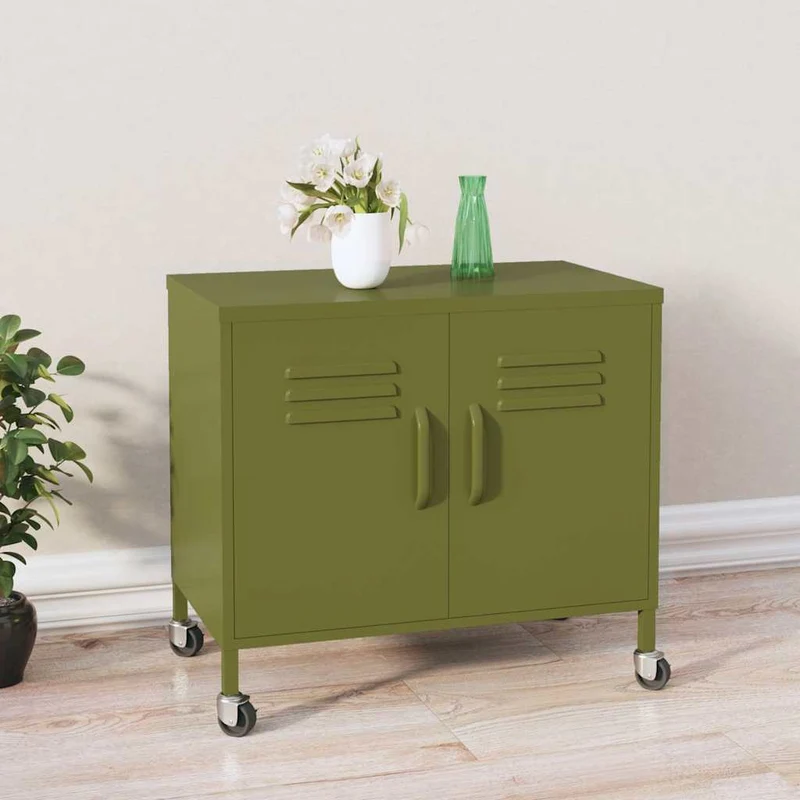 336261 vidaXL Storage Cabinet Olive Green 60x35x56 cm Steel
