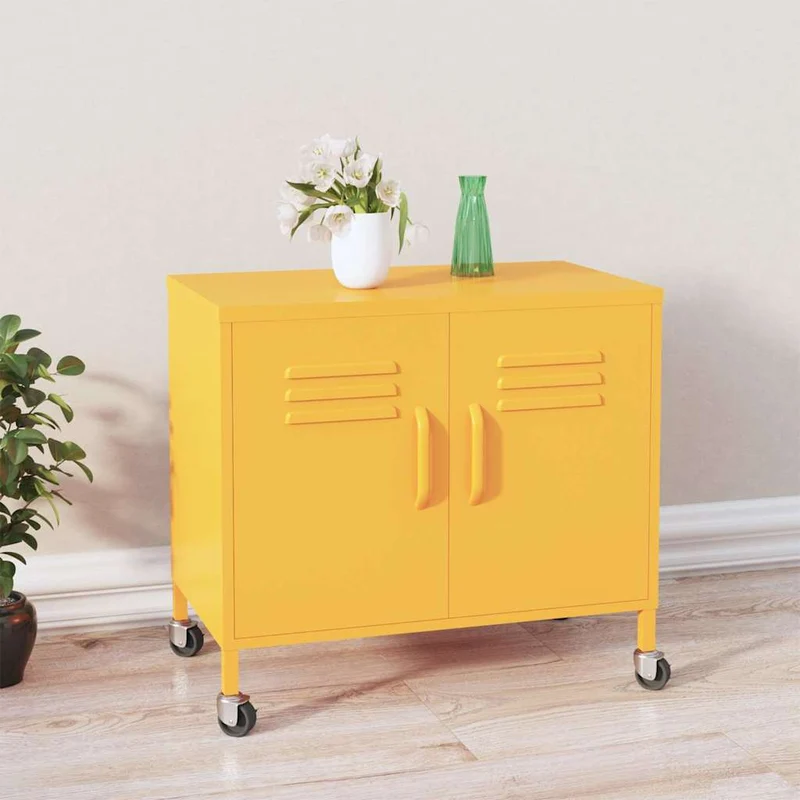 336263 vidaXL Storage Cabinet Mustard Yellow 60x35x56 cm Steel