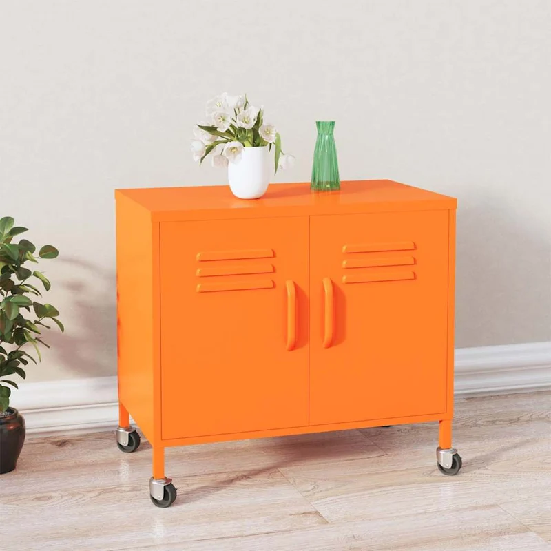 336264 vidaXL Storage Cabinet Orange 60x35x56 cm Steel