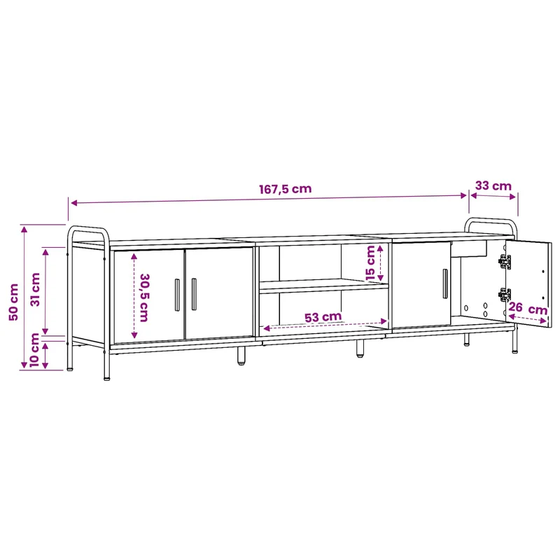 TV Cabinet 167.5 x 33 x 50 cm Sonoma Oak Engineered Wood