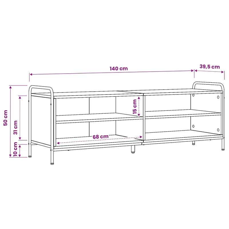 TV Cabinet 140 x 39.5 x 50 cm Artisan Oak Engineered Wood