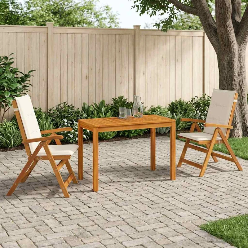 Garden Dining Set Natural Solid Acacia Wood