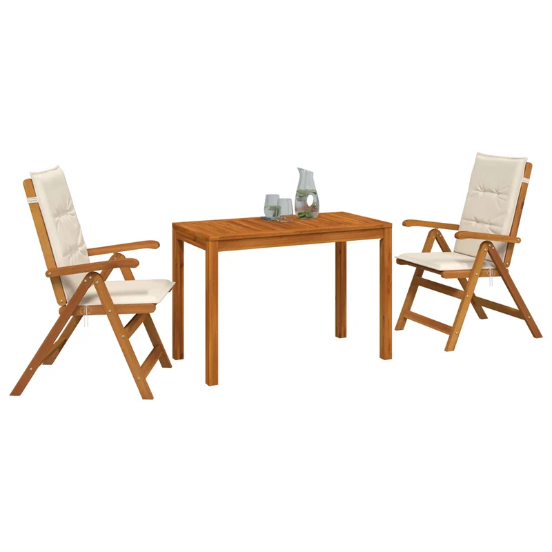 Garden Dining Set Natural Solid Acacia Wood