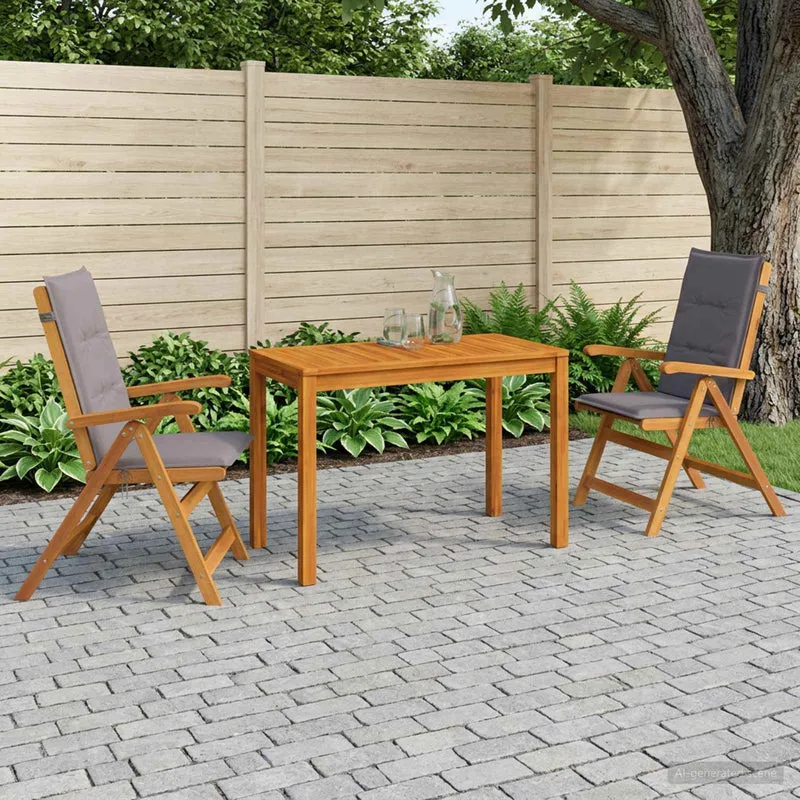 Garden Dining Set Natural Solid Acacia Wood