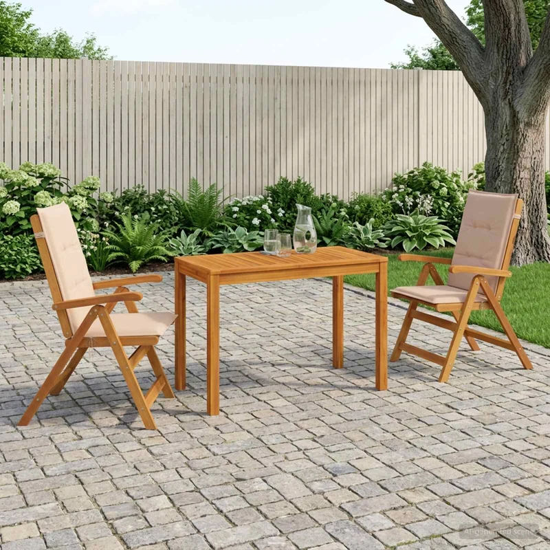 Garden Dining Set Natural Solid Acacia Wood