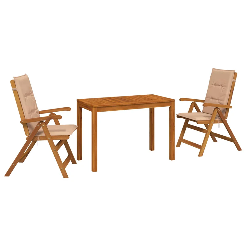 Garden Dining Set Natural Solid Acacia Wood