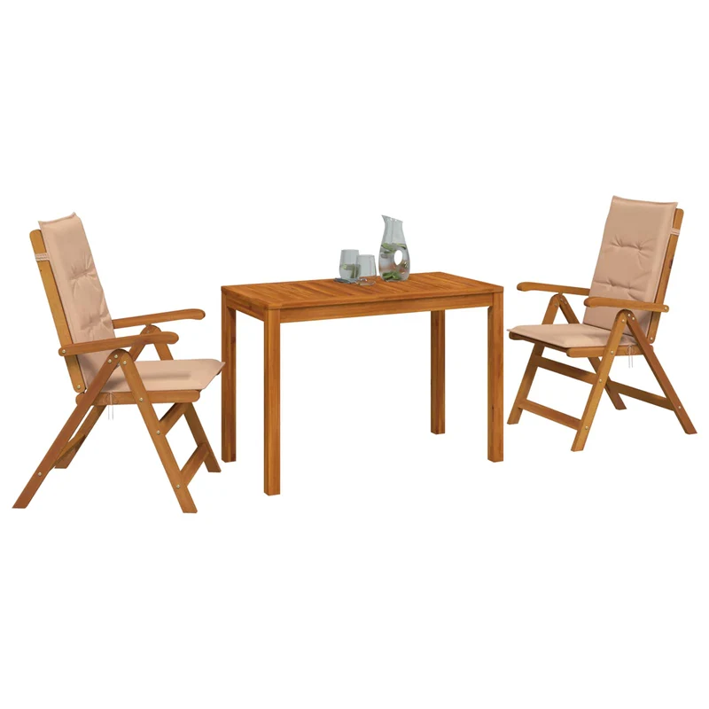 Garden Dining Set Natural Solid Acacia Wood