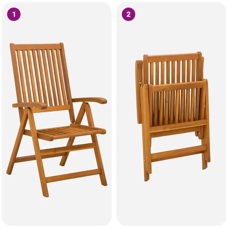 Garden Dining Set Natural Solid Acacia Wood