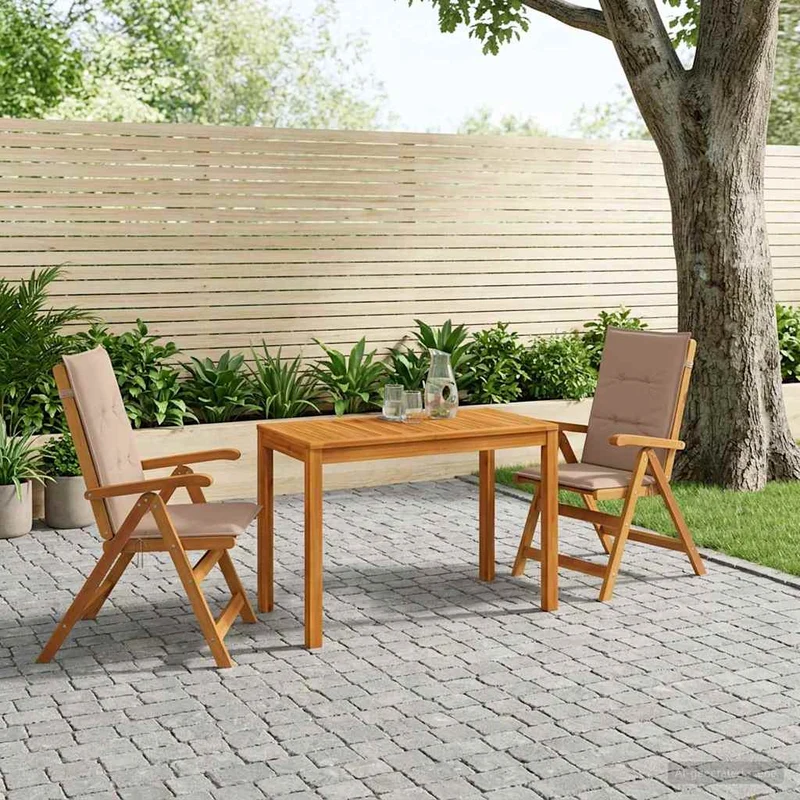 Garden Dining Set Natural Solid Acacia Wood