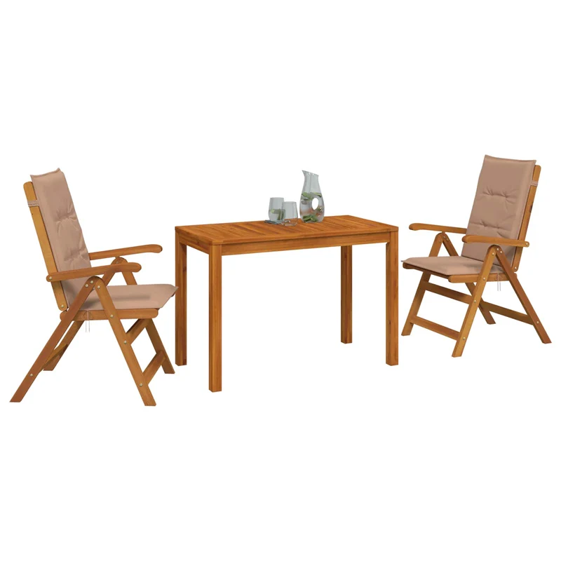 Garden Dining Set Natural Solid Acacia Wood