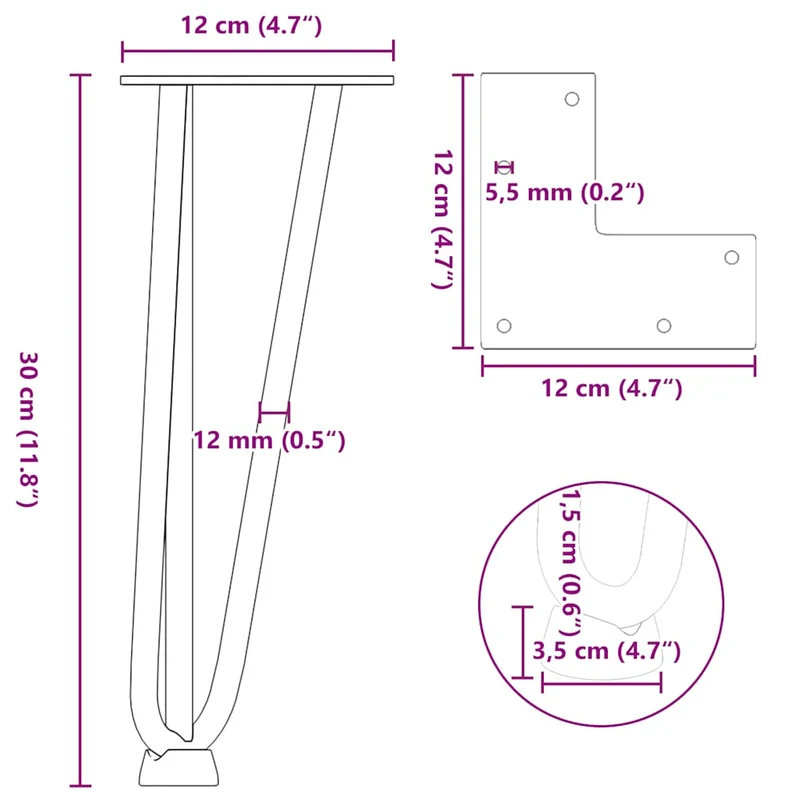 Hairpin Legs for Coffee Table 4 pcs Black 30 cm Solid Steel