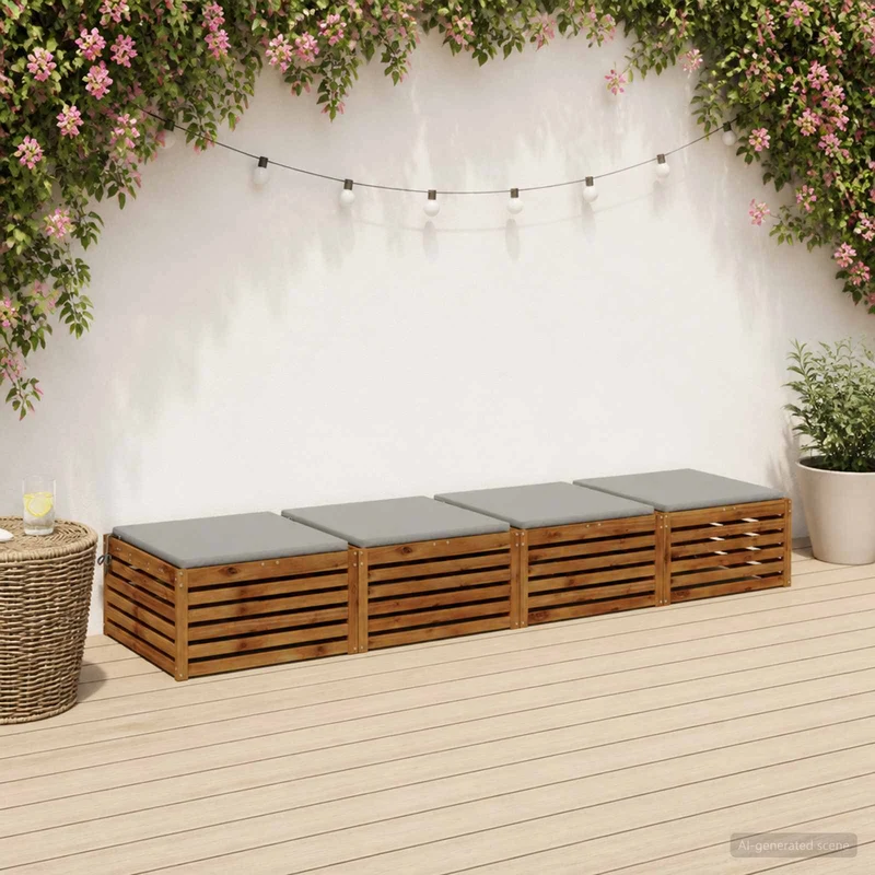 Seat Cushions SOEST 4 pcs 100% Polyester Grey 80 x 80 x 3 cm