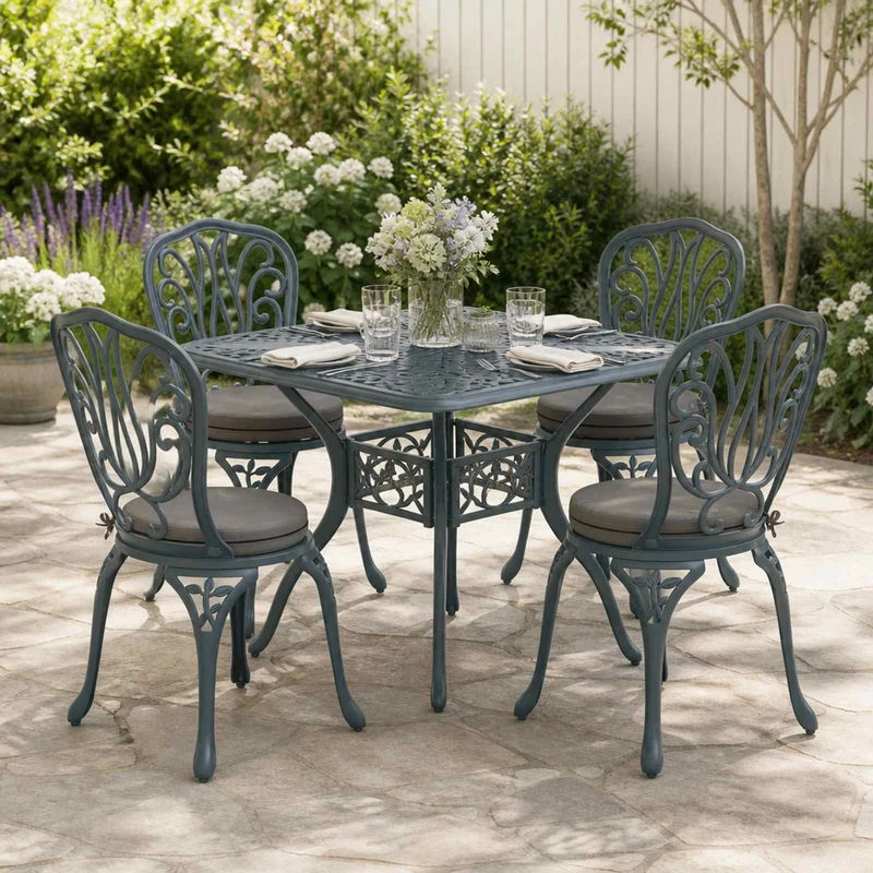 Seat Cushions SOEST 4 pcs 100% Polyester Anthracite Ø 40 x 7 cm