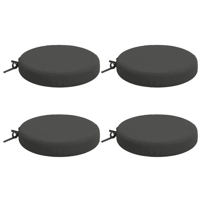 Seat Cushions SOEST 4 pcs 100% Polyester Anthracite Ø 40 x 7 cm