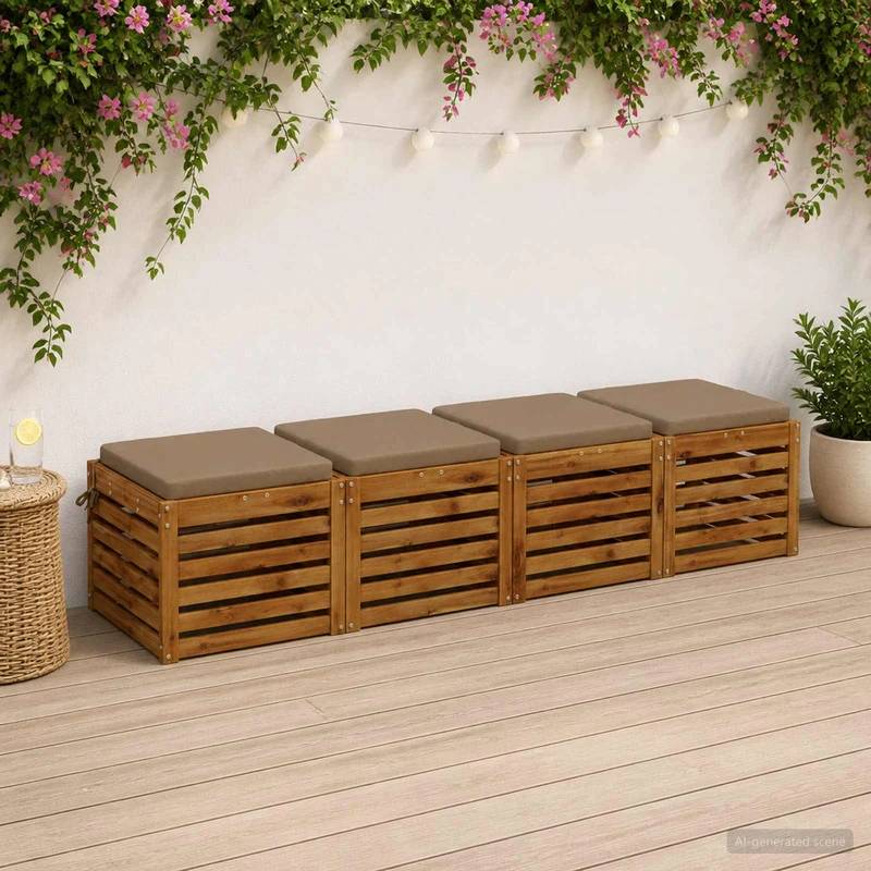 Seat Cushions SOEST 4 pcs 100% Polyester Taupe 40 x 40 x 5 cm