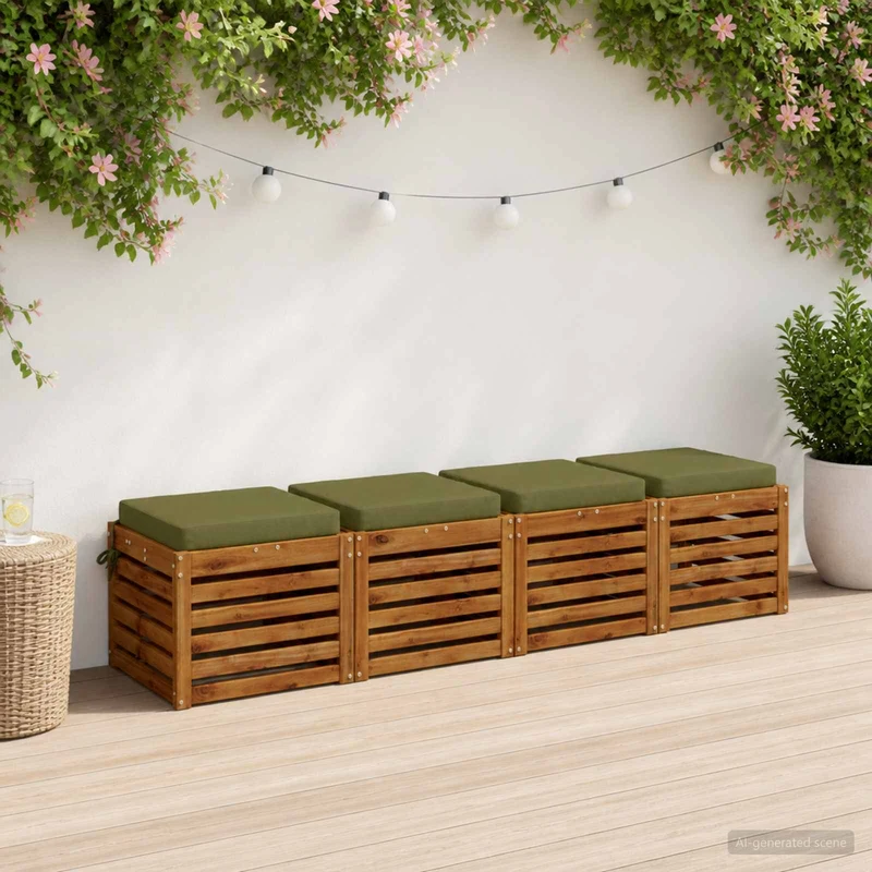 Seat Cushions SOEST 4 pcs 100% Polyester Olive Green