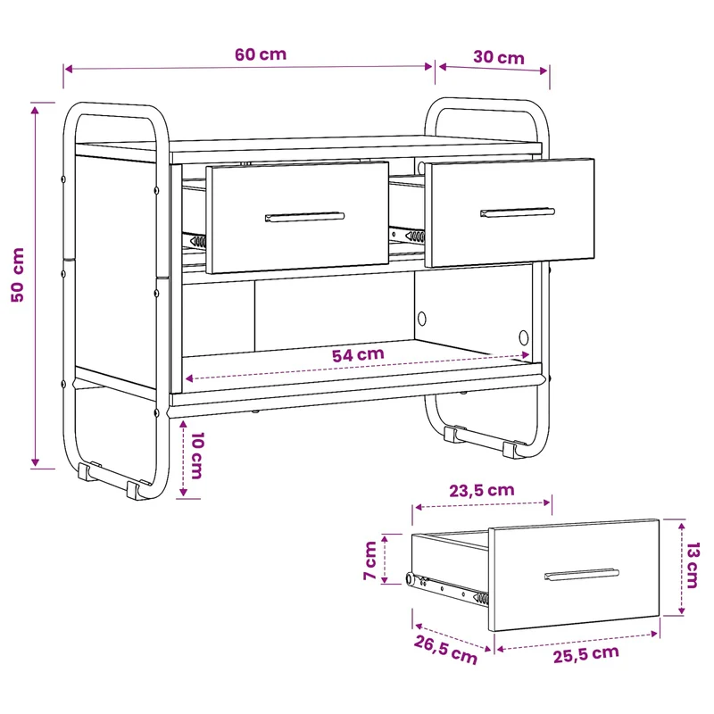 TV Cabinet 60 x 30 x 50 cm Old Wood Engineered Wood
