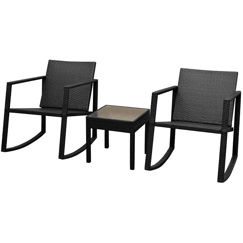 42862 vidaXL 3 Piece Bistro Set Poly Rattan Black