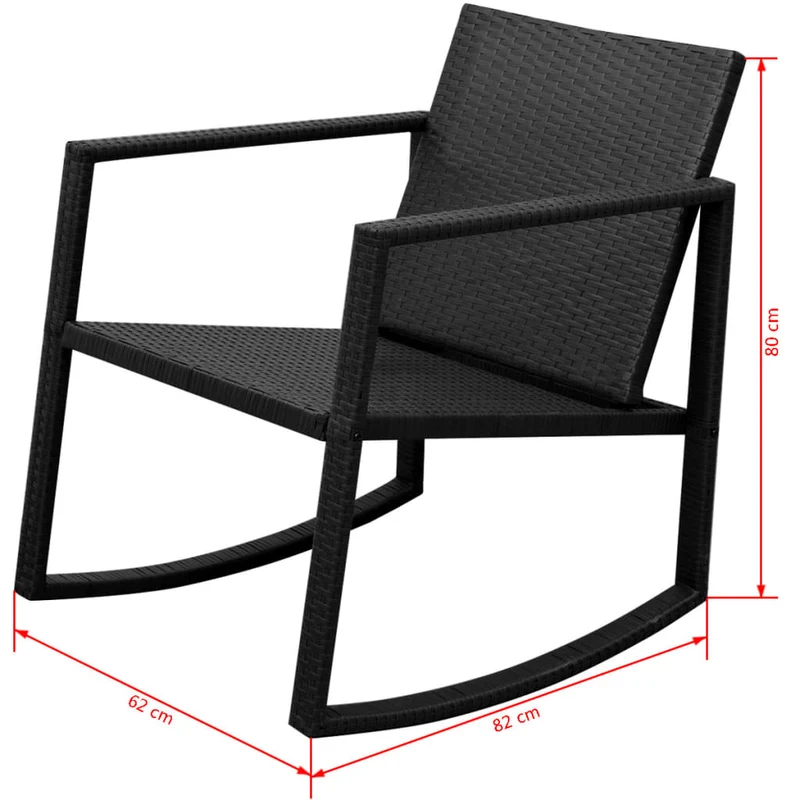 42862 vidaXL 3 Piece Bistro Set Poly Rattan Black