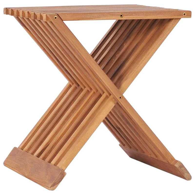 48992 vidaXL Folding Stool 40x32x45 cm Solid Teak Wood