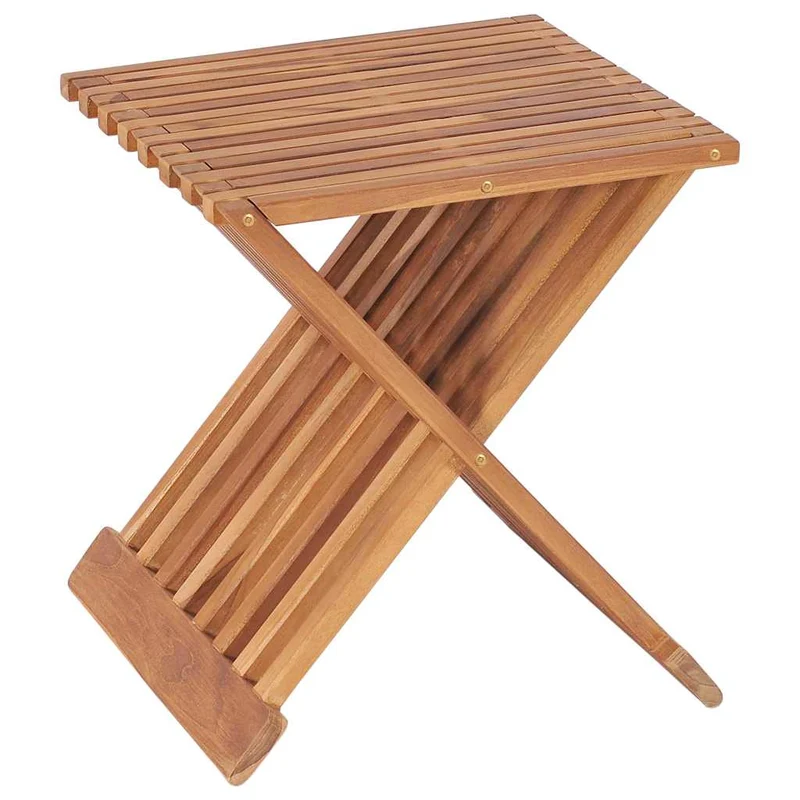 48992 vidaXL Folding Stool 40x32x45 cm Solid Teak Wood
