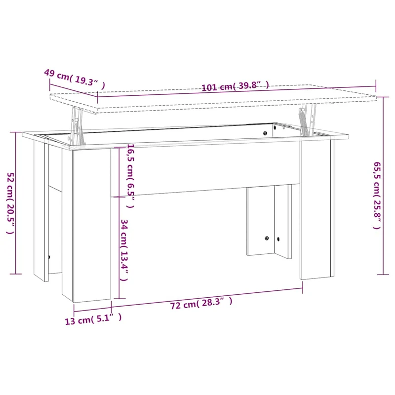 Coffee Table Concrete Grey 101x49x52 cm Engineered Wood