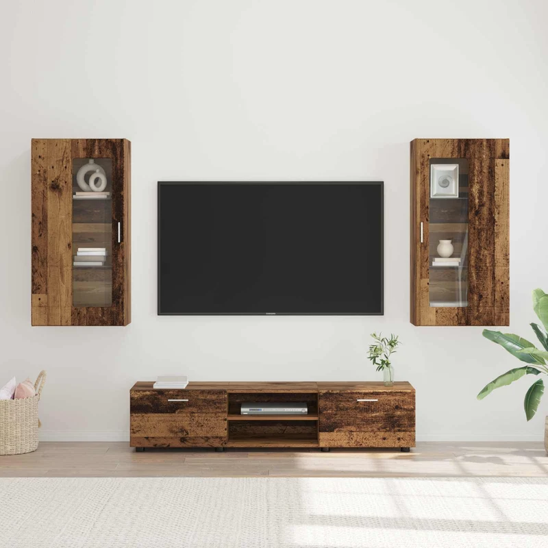 TV Cabinet Set FLORIN 3 pcs Old Wood Engineered Wood