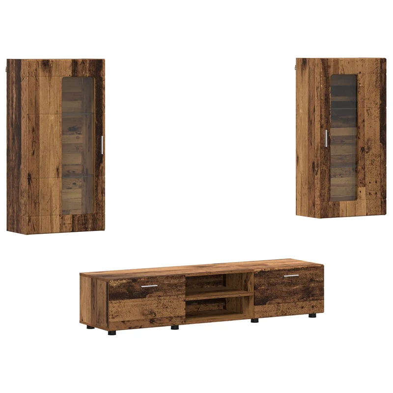 TV Cabinet Set FLORIN 3 pcs Old Wood Engineered Wood
