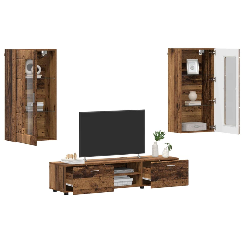 TV Cabinet Set FLORIN 3 pcs Old Wood Engineered Wood