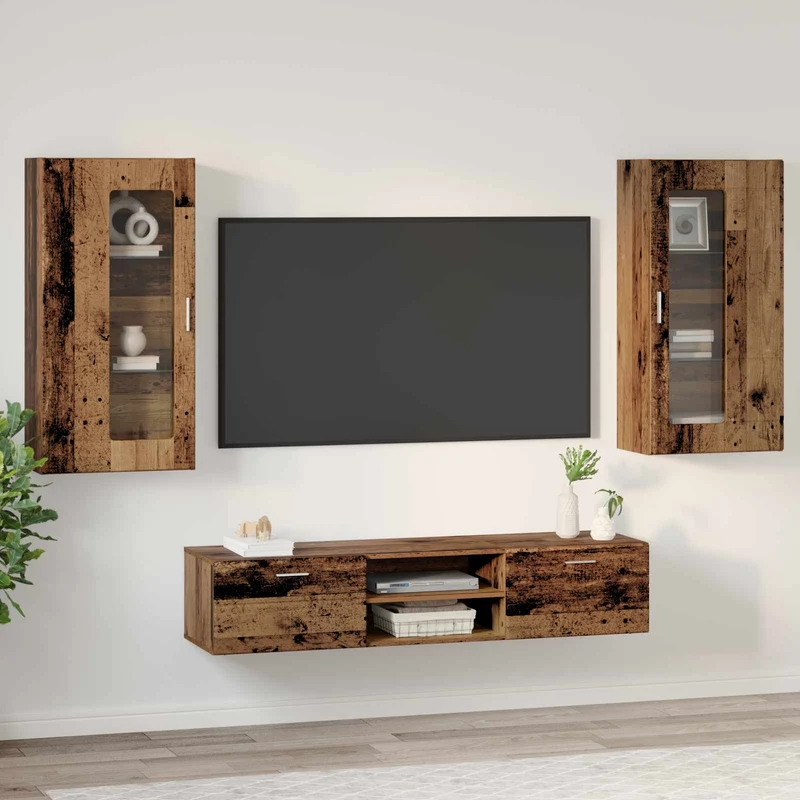 TV Cabinet Set FLORIN 3 pcs Old Wood Engineered Wood