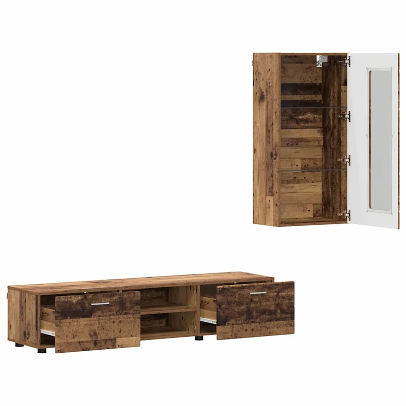 TV Cabinet Set FLORIN 3 pcs Old Wood Engineered Wood