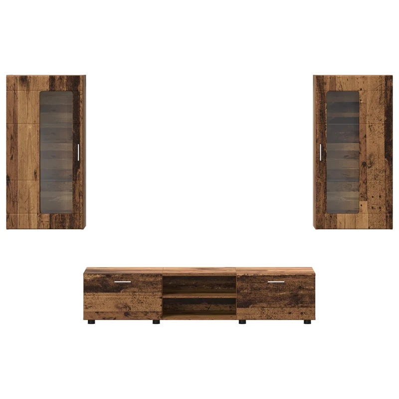 TV Cabinet Set FLORIN 3 pcs Old Wood Engineered Wood