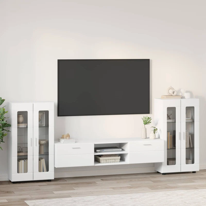 TV Cabinet Set FLORIN 3 pcs White Engineered Wood