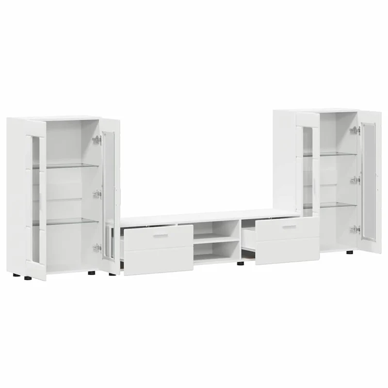 TV Cabinet Set FLORIN 3 pcs White Engineered Wood