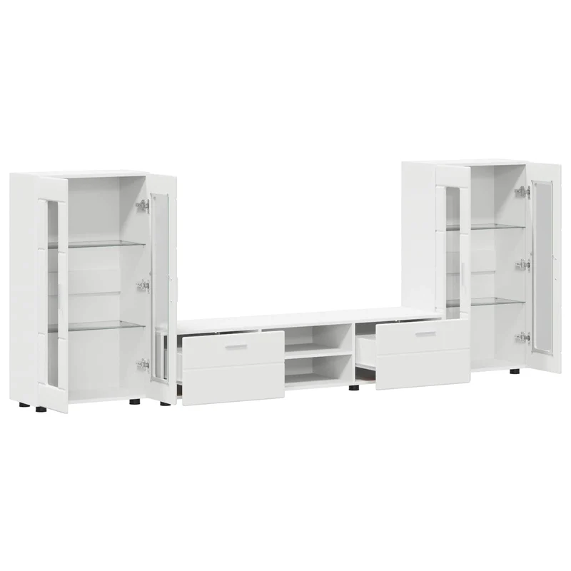 TV Cabinet Set FLORIN 3 pcs White Engineered Wood