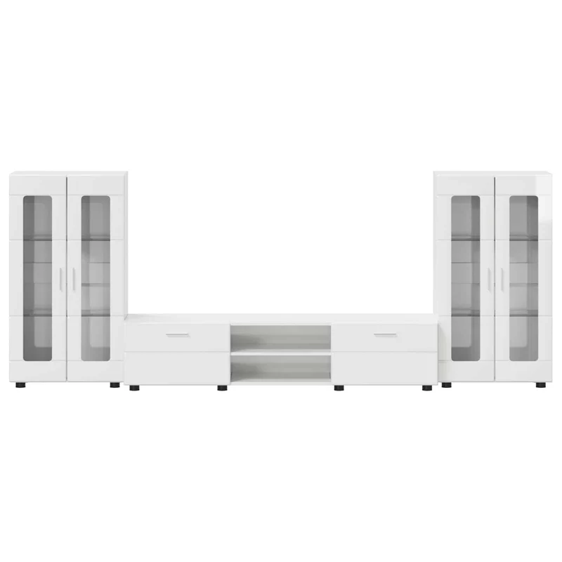 TV Cabinet Set FLORIN 3 pcs High Gloss White Engineered Wood