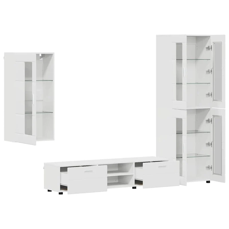 TV Cabinet Set FLORIN 3 pcs White Engineered Wood
