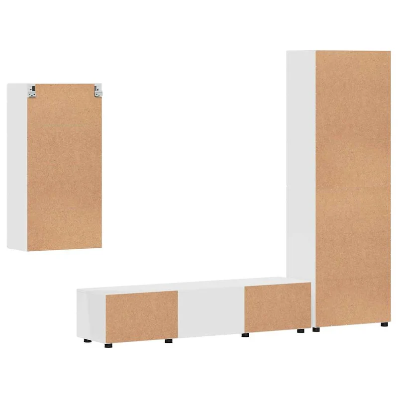 TV Cabinet Set FLORIN 3 pcs White Engineered Wood