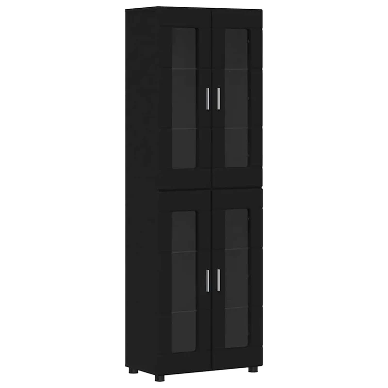 TV Cabinet Set FLORIN 3 pcs Black Engineered Wood