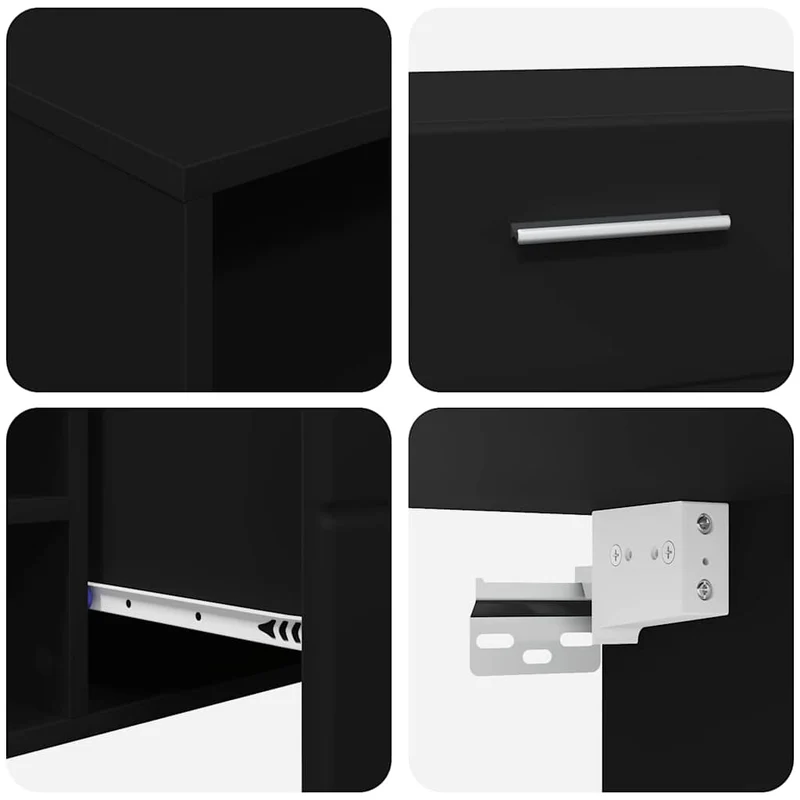 TV Cabinet Set FLORIN 3 pcs Black Engineered Wood