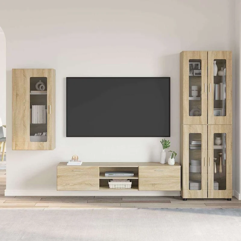 TV Cabinet Set FLORIN 3 pcs Sonoma Oak Engineered Wood