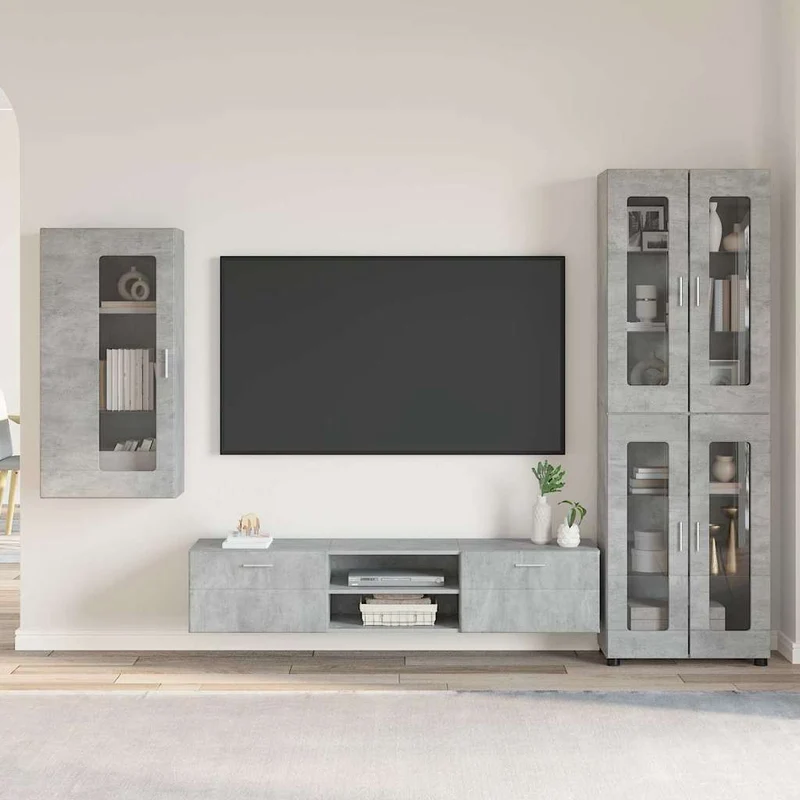 TV Cabinet Set FLORIN 3 pcs Concrete Grey Engineered Wood