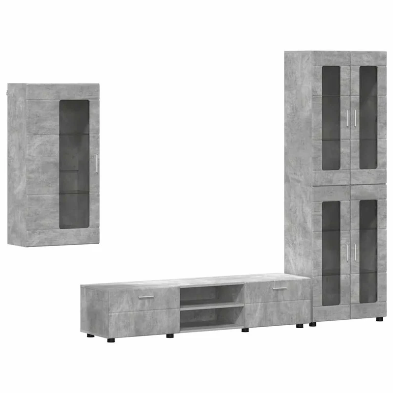 TV Cabinet Set FLORIN 3 pcs Concrete Grey Engineered Wood