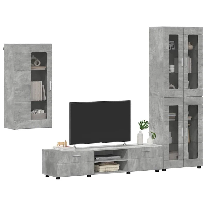 TV Cabinet Set FLORIN 3 pcs Concrete Grey Engineered Wood