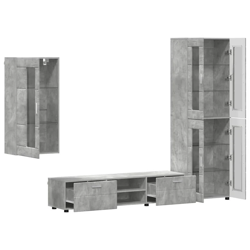 TV Cabinet Set FLORIN 3 pcs Concrete Grey Engineered Wood