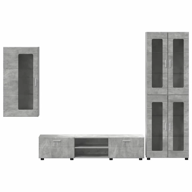 TV Cabinet Set FLORIN 3 pcs Concrete Grey Engineered Wood