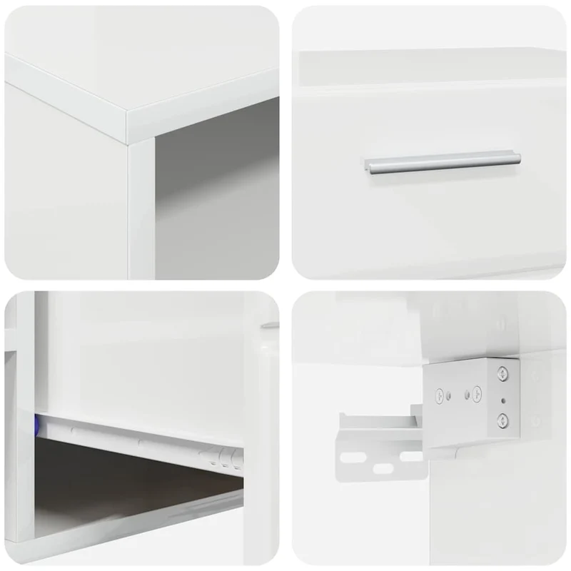 TV Cabinet Set FLORIN 3 pcs High Gloss White Engineered Wood