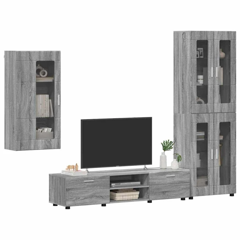 TV Cabinet Set FLORIN 3 pcs Grey Sonoma Engineered Wood