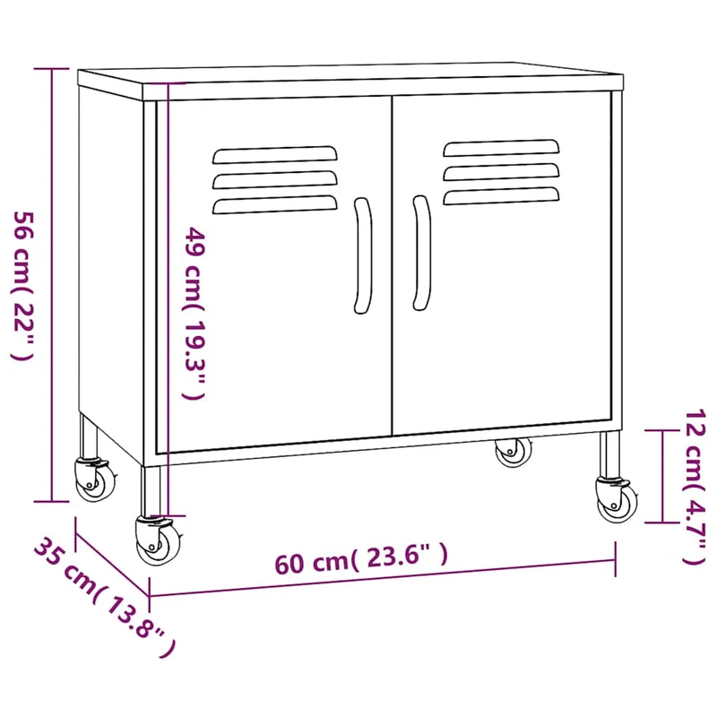 336269 vidaXL Storage Cabinet White 60x35x56 cm Steel